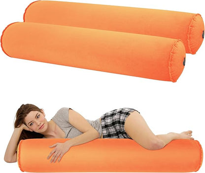 EULANT 2 Pack 47inch Inflatable Long Bolster Body Pillow for Adults Pregnant,Travel Body Pillow Hug Pillow for Bed,Round Cervical Roll Cylinder Bolster Body Pillow for Hugging Sleeping,Back etc.