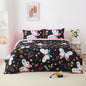 Girls Butterfly Comforter Set Twin Size Black 7 Piece Bed in A Bag Colorful Flowers Leaves Bedding Set for Kids Teens Super Soft All Season