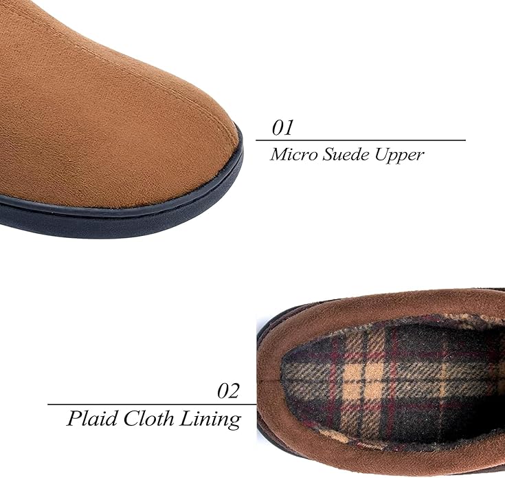 Memory Foam Mens Slippers Slip-On Comfy House Slippers for Men Indoor Outdoor Non-Slip Warm Winter Men’s Bedroom Slippers Size