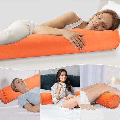Inflatable Body Pillow for Adults Kids, 35 Inch Body Pillows for Side Sleeper, Travel Body Pillow for Bed, Bolster Pillow, Round Cervical Cylinder Pillow for Sleeping