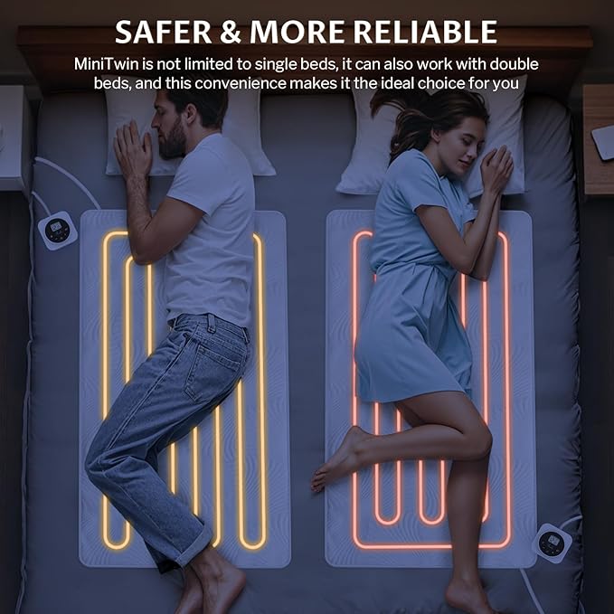 MINI Twin Size Electric Heated Mattress Pad - Bed Warmer with Memory & Preheat Functions, 12 Heat Settings Single Control for 1-12 Hours Auto Off, Lighted Button