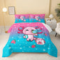 QOOMO Kawaii Axolotl Comforter,Pink Salamander Comforter Set for Kids Teens Girls,3Pcs Bedding Set Printed Comforter with 2 Pillowcases,Down Alternative,Soft and Lightweight(Pink，Twin Size)