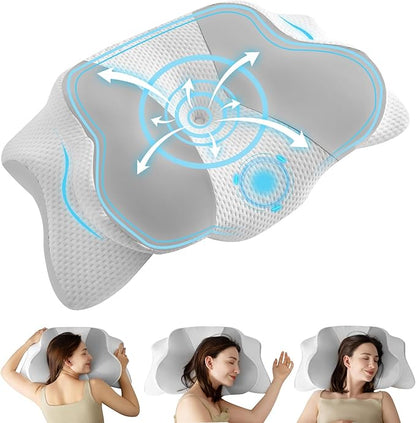 Cervical Neck Pillow, Ergonomic Memory Foam Pillow - Orthopedic Design for Side, Back, and Stomach Sleepers (Grey, 26''x15.76''x5.52'')