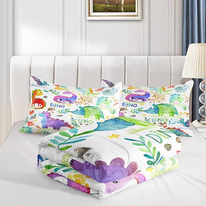 CVHOUSE Dinosaur Comforter Set - Twin Microfiber Quilt Set with 1 Comforter and 2 Pillow Cases - 3 Piece