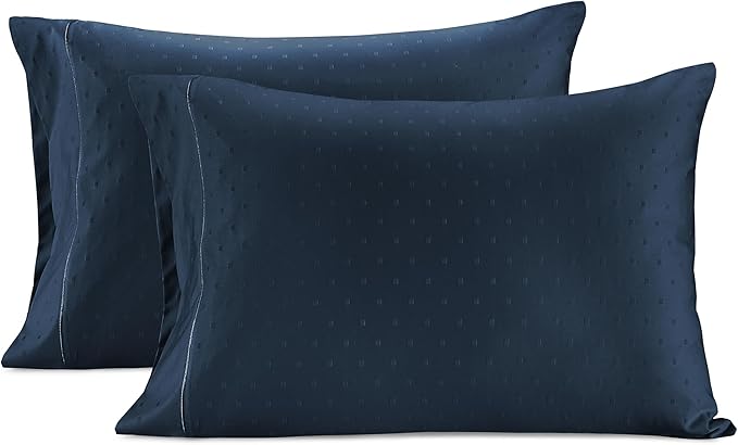 LANE LINEN Split King Sheets for Adjustable Beds - 5PC Sheets Set, 100% Egyptian Cotton, Cool Breathable & Soft, 2 Fitted Fits Upto 16" Deep Pockets - Swiss Dot - Estate Blue