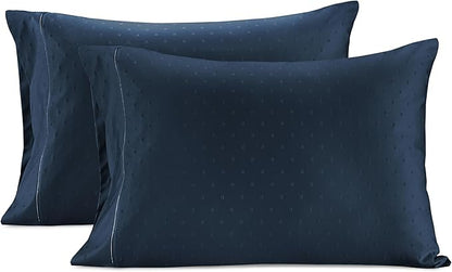 LANE LINEN Split King Sheets for Adjustable Beds - 5PC Sheets Set, 100% Egyptian Cotton, Cool Breathable & Soft, 2 Fitted Fits Upto 16" Deep Pockets - Swiss Dot - Estate Blue
