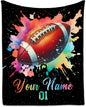 Personalized Football Blanket, Custom Football Gifts for Boys Men Adults, Flannel Throw Blankets for Team Player, Sport Theme Throws Boys Room Decor for Couch Bed (Colorful, 50x60 Inch)