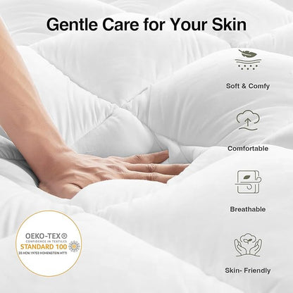 Novilla Queen Mattress Topper, Soft Pillow Top for Dorm Bed, Breathable Quilted Mattress Pad Cover with Deep Pocket, Down Alternative Fill, Machine Washable Back to School Essentials