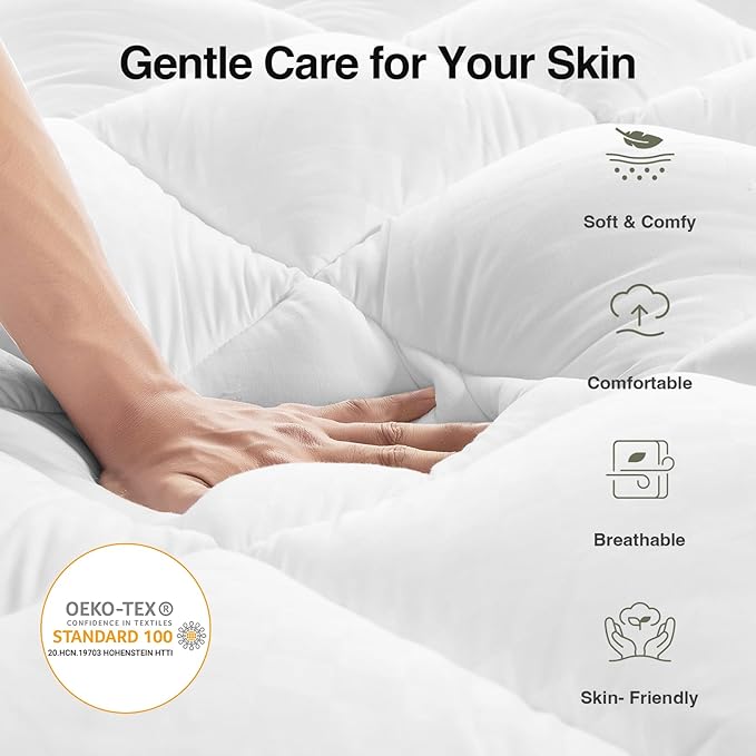 Novilla Twin Mattress Topper, Soft Pillow Top for Dorm Bed, Breathable Quilted Mattress Pad Cover with Deep Pocket, Down Alternative Fill, Machine Washable Back to School Essentials