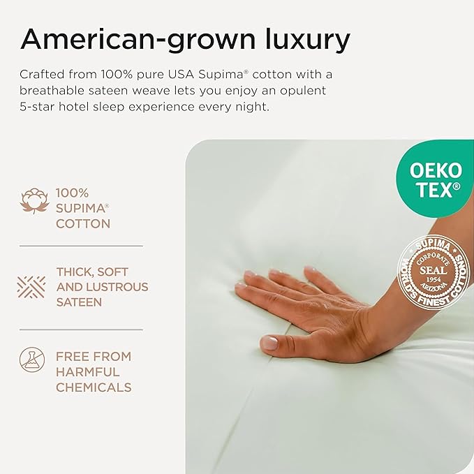 Threadmill Supima King Size Sheets, 1000 Thread Count, 4 Piece American Luxury Bed Sheets for King Mattress, 5 Star Hotel Quality Cotton Sheets with Elasticized Extra Deep Pocket, Seaglass