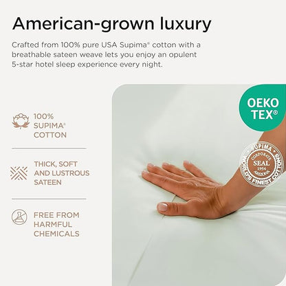 Threadmill California King Sheets, Certified American Supima Cotton Sheets, 1000 Thread Count Hotel Quality, 4 Piece Luxury Bed Sheets Set with Elasticized Extra Deep Pocket, Seaglass