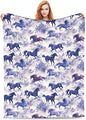 Horse Blanket Animal Flowers Pattern Print Flannel Throw Blankets Gifts for Girls Women Sofa Soft Fuzzy Lightweight Home Decor for Couch Bed Sofa All Season 60x50 Inches