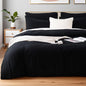 NEXHOME PRO Twin Duvet Cover Set – 100% Certified Organic Cotton with Washed Feel & Linen-Like Texture, Comfortable & Breathable, Home Bedding Set Black (No Comforter)