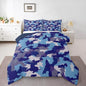 Camouflage Print Kids Comforter Set Queen Size,Blue Gray Purple Reversible Bedding Set for Adult,Army Camo Pattern Abstract Luxury Bed Duvet Insert,2 Pillowcases