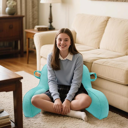 LiveGo Reading Pillow for Kids, Velvet Back Support Cushion for Sitting Up in Bed Adults, Kids Cuddle Cushion with Arms & Backrest Support Pillow for Teen Boys Girls Reading Bed Rest
