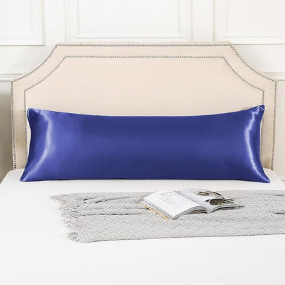 HUXMEYSON Body Pillow with Satin Pillowcase, Body Pillow for Adults, Removable Cover, Navy Blue (20"x54")