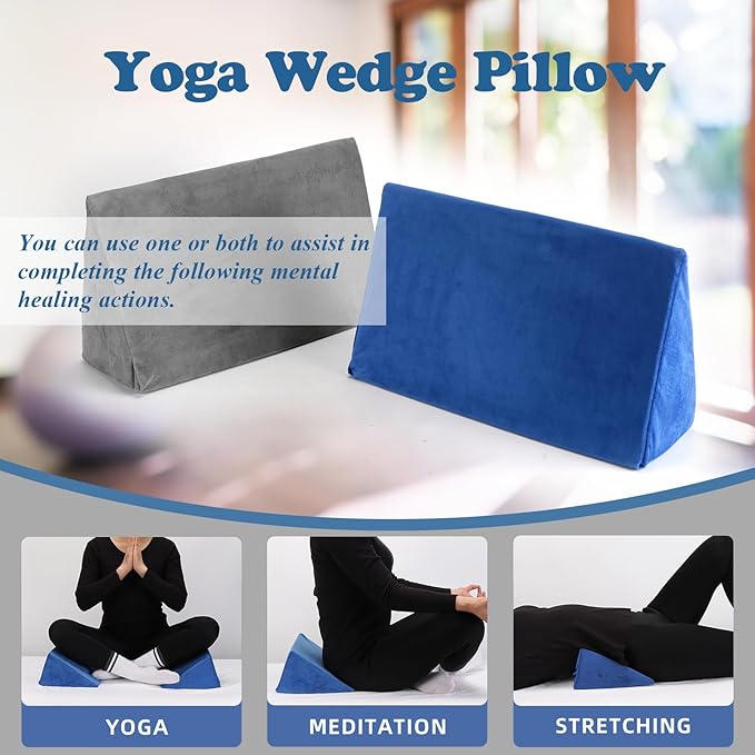 Small Wedge Pillow, Wedge Pillow for Bed Sores, Positioning Pillow, Positioning Wedge, Mini Pillow for Laptop and Yoga, Small Foam Wedge for Chair (1 Unit, Blue)