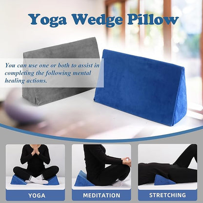Small Wedge Pillow, Wedge Pillow for Bed Sores, Positioning Pillow, Positioning Wedge, Mini Pillow for Laptop and Yoga, Small Foam Wedge for Chair (1 Unit, Blue)