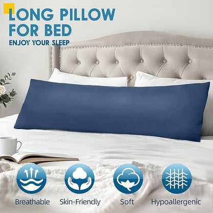 MAGIC ELEPHANT Body Pillow, Memory Foam Body Pillow for Adults, Long Pillow for Bed and Sleeping, Full Long Bed Pillow Insert with Cover (Blue, 20x54 Inch)