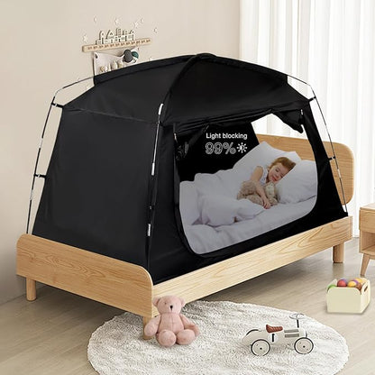 Sensory Bed Tent for Kids Indoor Privacy Space Sleeping Canopy for Floor or Twin Size Bed Black-Out Dream Play Tent for Children - Calm Down Corner Helps Kid Relax