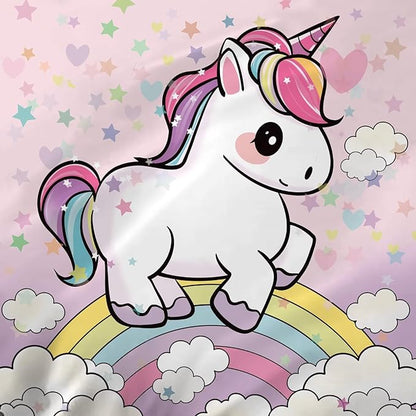 Unicorn Sheets Set Twin: Cartoon Pink Rainbow Unicorn Bedding for Kids Girls Teens Bedroom Bed - 1 Flat Sheet, 1 Fitted Sheet, 1 Pillowcase