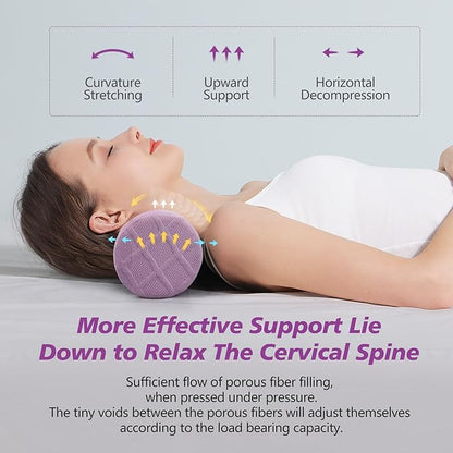 Cozyhealth Cervical Roll Pillow, Medium Soft Memory Foam Neck Round Pillow Cylinder Bolster Pillow for Sleeping, Round Neck Support for Bed, Legs, Back and Yoga (Purple, Large - 4.7" H)