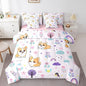 Erosebridal 7 Piece Bed in a Bag Queen Size Comforter Set for Kids Floral Corgi Dog Bedding Set,Cartoon Zoo Animal Reversible Bed Set,Cute Flower Comforter with Sheet Set,All Season