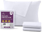 CirclesHome Pillow Protectors 8 Pack King Zippered - 100% Cotton Breathable Pillowcases - Protects Pillows from Dirt, Dust and Debris (King - Set of 8 - 20x36)