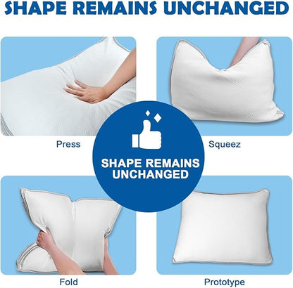 Pillows King Size Set of 2 - Shredded Memory Foam Cold Pillow That Stay Cold Adjustable Pillows for Sleeping Double-Sided Pillowcase