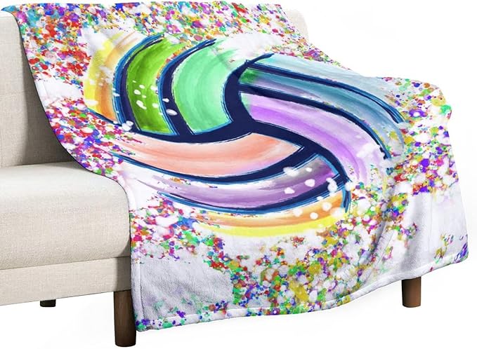 Volleyball Blanket Gifts - 30"x40" Sports Throw Blanket for Adults, Kids - Colorful Soft Plush Throws for Couch & Travel