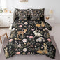 Feelyou Cute Deer and Rabbit 7 Piece Bedding Set Floral Flower Comforter Set with Sheets for Kids Boys Girls Nature Plants Bed in a Bag Black Colorful Bed Set Soft Lightweight