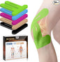 PreCut Kinesiology Tape for Knees, 24PCS Waterproof KTQUICK Knee Tape for Knee Pain Relief Pre Cut, Original Cotton Athletic Knee Tape, Waterproof & Hypoallergenic Latex-Free for Sports(Green)