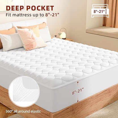 MASVIS Heated Mattress Pad King Size with Dual Control - Electric Mattress Pad Cover with 9 Heating Settings & Auto Off 2/4/6/10 Hrs, Deep Pocket Bed Warmer Protector for Winter, ETL Certified,White