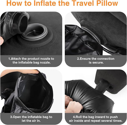 Maliton Inflatable Foot Rest Pillow for Travel,Kids Airplane Bed,Adjustable 3 Layers Height Leg Pillow of Air Travel Essentials,Car, Office, Home - Fast Inflation (Black)