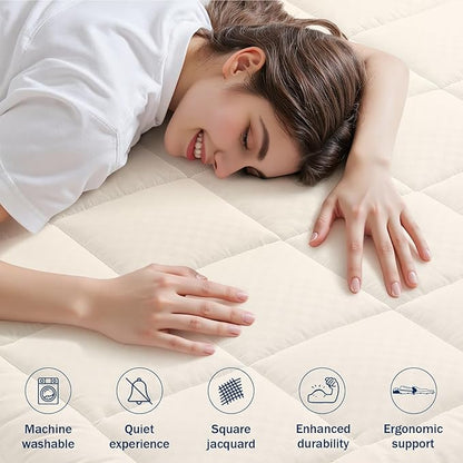 OLANLY California King Quilted Fitted Mattress Pad – Soft Pillow Top Mattress Topper, Down Alternative Fill, Cooling Breathable Mattress Cover, Machine Washable Deep Pocket Mattress Protector, Ivory