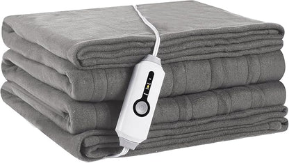 Electric Heated Blanket Full Size 72"x84" - Soft Fleece Heated Blanket with 4 Heating Levels ＆ 10 Hours Auto Off, Faster ＆ Warmer - Ash Grey