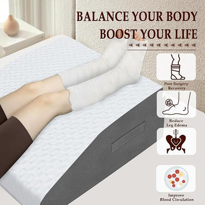 10" Leg Elevation Pillows Memory Foam Leg Support Bed Wedge Pillow Leg Elevated for Sleeping, Leg Pillows Good for Back& Knee& Hip& Ankles