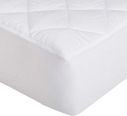 Amazon Basics Hypoallergenic Quilted Mattress Topper Pad, 18 Inches Deep, Twin, White