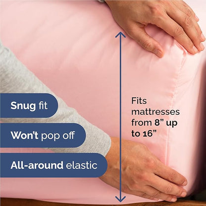 Twin XL 4 Piece Sheet Set - Comfy Breathable & Cooling - Ultra-Soft Hotel Luxury Bedding Set w/ 8-16 Inch Deep Pockets - 1 Flat & 1 Fitted Sheet & 2 Pillowcases - Wrinkle Free & Easy Care - Baby Pink