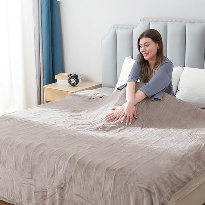 Electric Heated Blanket Full Size 72”x84”,Cozy Soft Warmth with 6 Heating Settings 1-10 Hours Auto-Off, Long Cord Energy-Saving, for Bed, Fast Heating Machine Washable, Camel