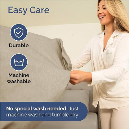 Full 6 Piece Sheet Set - Comfy Breathable & Cooling - Soft Hotel Luxury Bedding Set with 8-16 Inch Deep Pockets - 1 Flat & 1 Fitted Sheet & 4 Pillowcases - Wrinkle Free & Easy Care - Heathered Beige