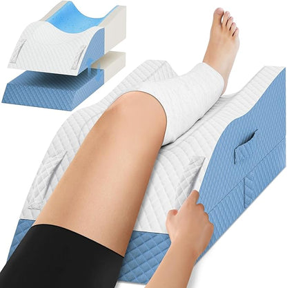 Elevation Pillows for Leg After Surgery, Memory Foam Adjustable Wedge Pillow for Injury or Rest, Ankle Pillow for Sleeping Blood Circulation Light Blue/Single Leg