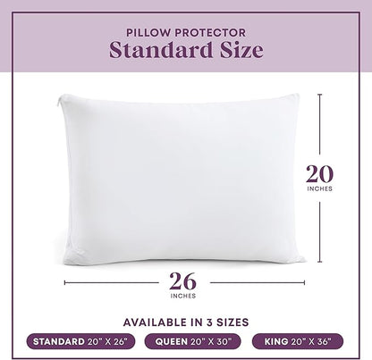 CirclesHome Pillow Protectors 4 Pack Standard Zippered - 100% Cotton Breathable Pillowcases - Protects Pillows from Dirt, Dust and Debri (Standard - Set of 4 - 20x26)