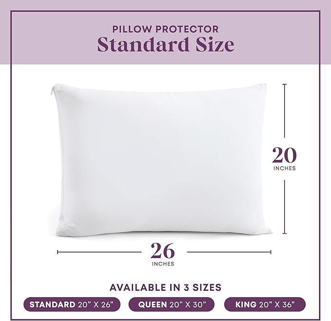 CirclesHome Pillow Protectors 12 Pack Standard Zippered - 100% Cotton Breathable Pillowcases - Protects Pillows from Dirt, Dust and Debris (Standard - Set of 12 - 20x26)