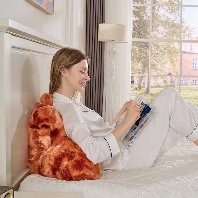 Reading Pillows for Boyfriend Adult,Velvet Back Pillow Bed Wedge Large, Back Rest Support Cushion for Sitting Up in Bed/Couch for Bedrest 18inch-Tie-dye Burnt Orange