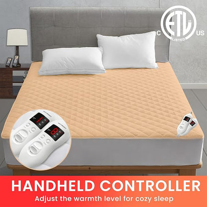 Heated Mattress Pad King Size, Electric Mattress Pad Cover w/Dual Control 8 Heating Settings, Bed Warmer w/ 4 Auto Shut Off Settings, UL Certified, Deep Pocket, Machine Washable, White