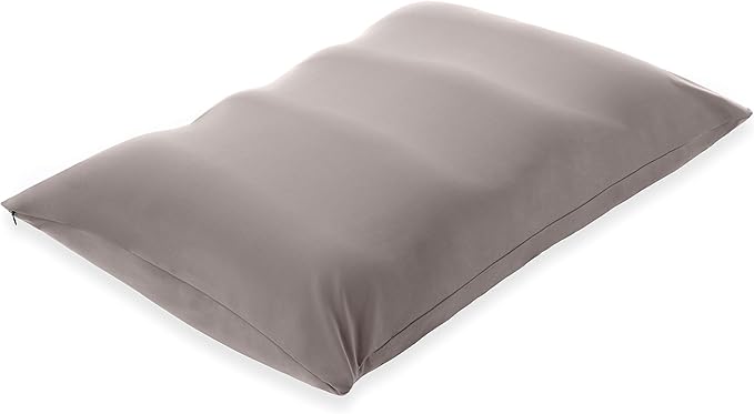 PILLOWY Premium Microbead Bed Pillow, X-Large Extra Fluffy But Supportive - Ultra Comfortable Sleep with Silk Like Anti Aging Cover 85% Spandex/ 15% Nylon Breathable, Cooling Stone Gray