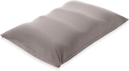 PILLOWY Premium Microbead Bed Pillow, X-Large Extra Fluffy But Supportive - Ultra Comfortable Sleep with Silk Like Anti Aging Cover 85% Spandex/ 15% Nylon Breathable, Cooling Stone Gray