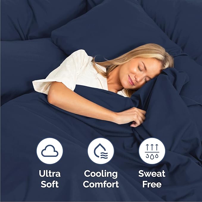 Cal King 6 Piece Sheet Set - Comfy Breathable & Cooling - Ultra Soft Hotel Luxury Bedding Set w/ 8-16 Inch Deep Pockets - 1 Flat & 1 Fitted Sheet & 4 Pillowcases - Wrinkle Free & Easy Care - Navy Blue
