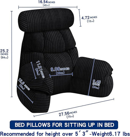 FXXUDVNIIN Back Pillow for Bed Sitting up – with 9.4" Armrests Bed Pillow for Sitting up,Inch Arms for Support, Ideal for Reading, Watching TV, Gaming, and Relaxing